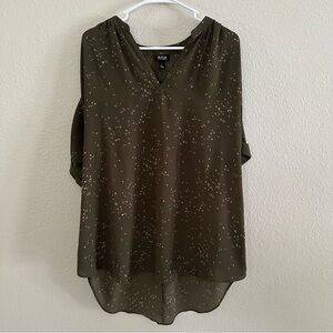 a.n.a Green Dandelion Print Tunic Blouse